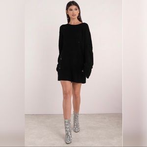 Tobi Elegant Black Knit Long Sleeve Dress
